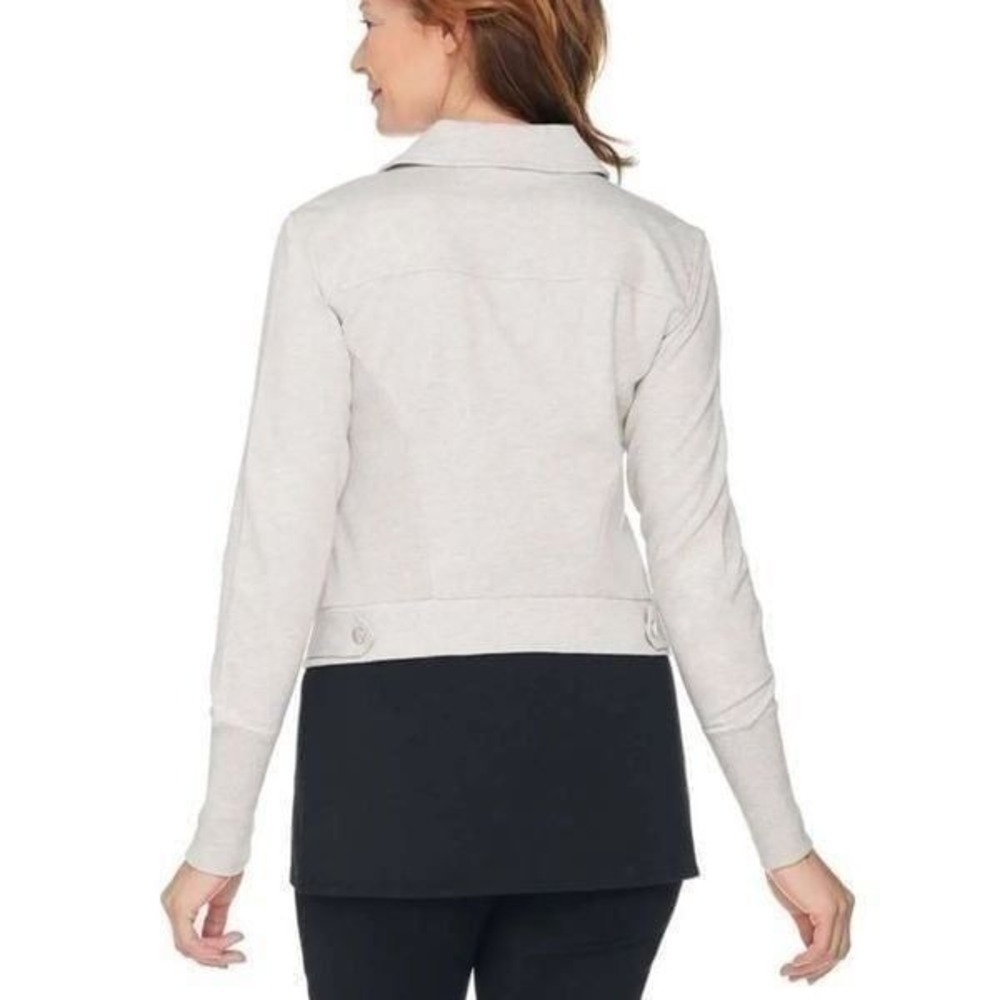 H by Halston Gray French Terry Motorcycle Jacket, Size 12 - Picture 2 of 8